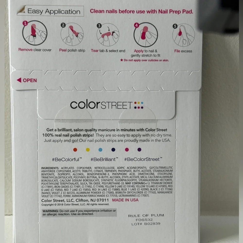 Color Street Rule of Plum 16 100% Real Nail Polish Strips NEW